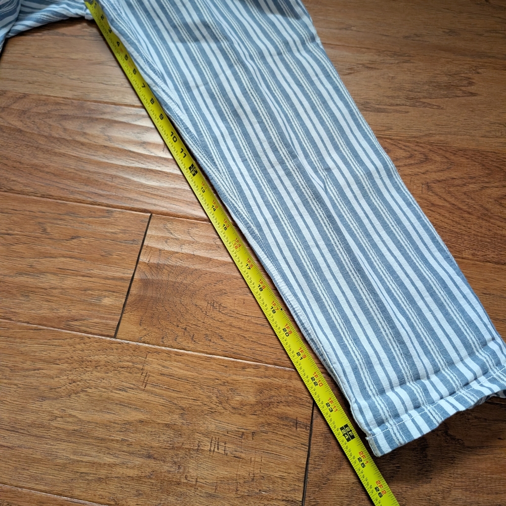 LOFT Anne Taylor Women's Linen Blend Striped Blue And White Capri Pants Size 6 - Picture 7 of 8